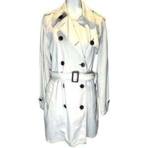 Lauren Jean Co. Ralph Lauren cream ivory white double breasted trench coat XL